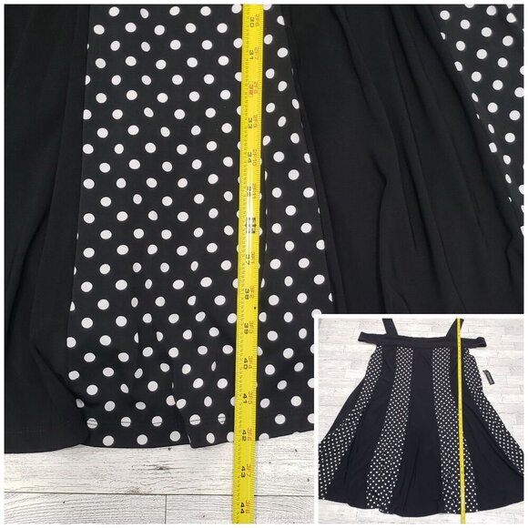 R&M Richards Sleeveless Polka Dot Dress Whimsigoth Pinup B&W Plus Size 3X NEW - Picture 9 of 10